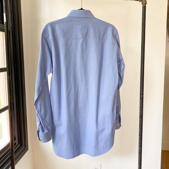 DAVID DONAHUE Men's Blue/White Mirco Houndstooth Trim Fit Shirt sz 16 34/35 - Picture 5 of 11